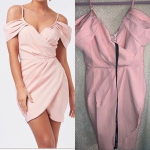 Club L Peach Bardot Wrap Dress NWT